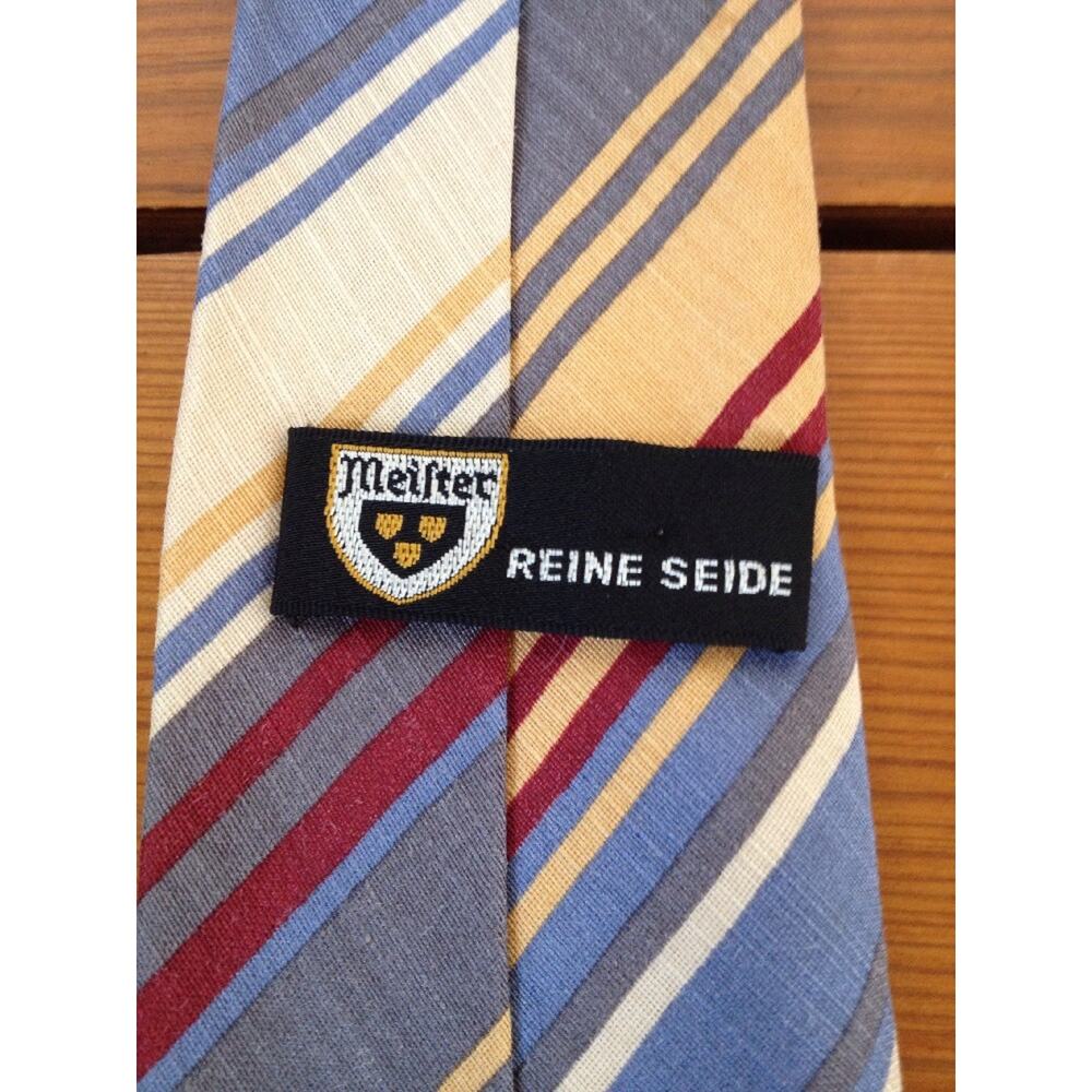 Vintage German 100% Silk Meifter Reine Seide Preppy Striped Schoolboy Skinny Tie - Picture 2 of 4